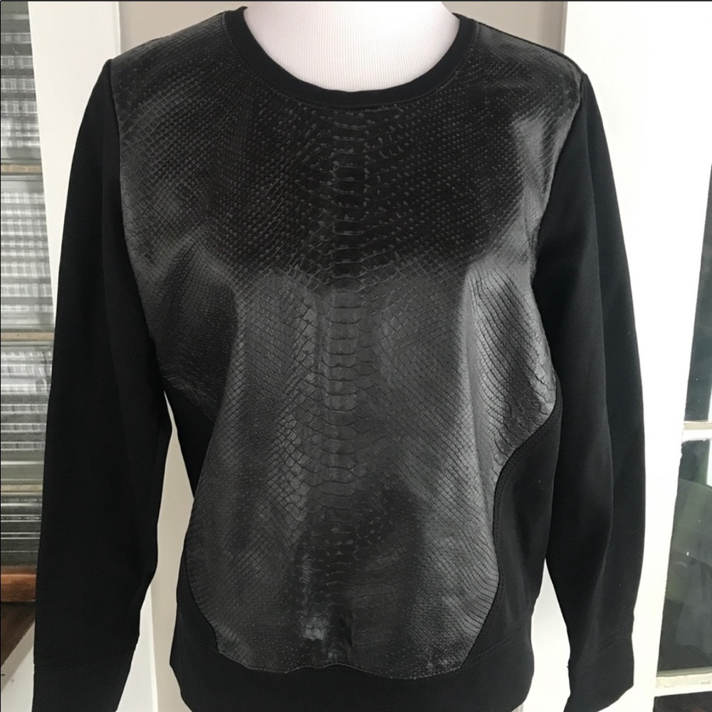 Helmut Lang Leather Black Pull Over Sweater - L